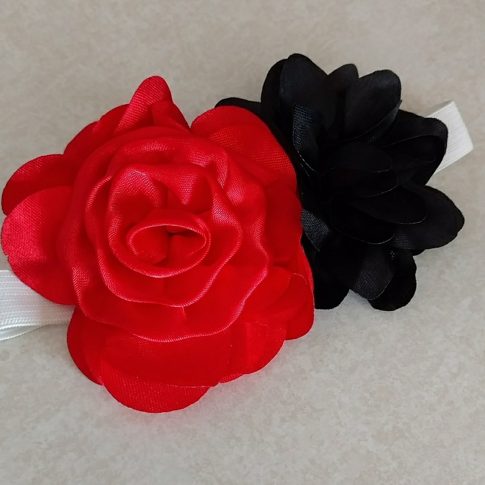 Black and Red rose headband